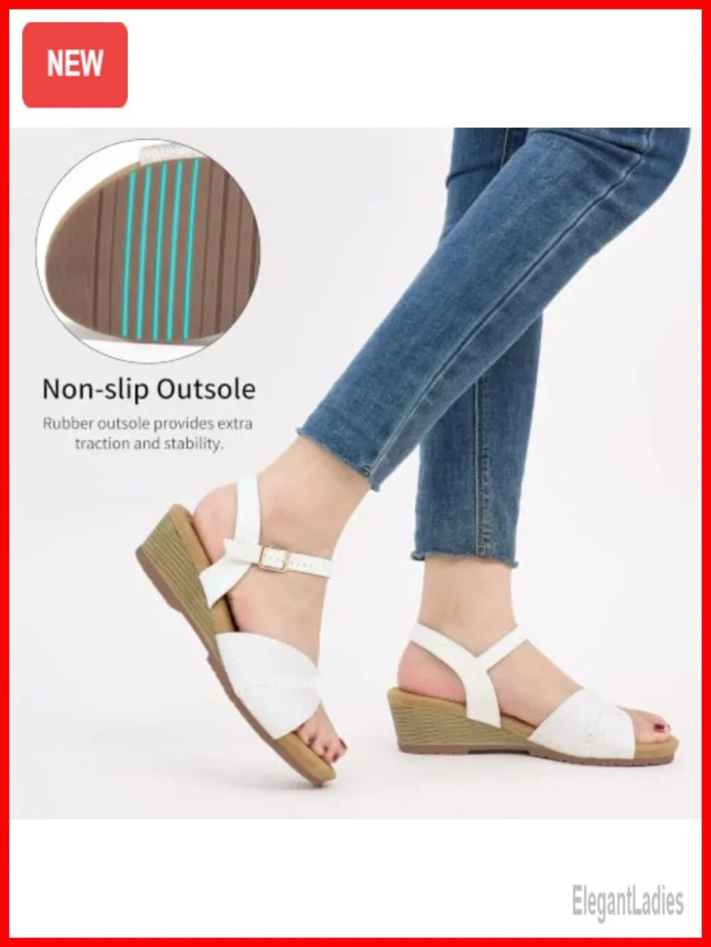Comfortable Open Toe Wedge Sandals with Ankle Strap Buckle